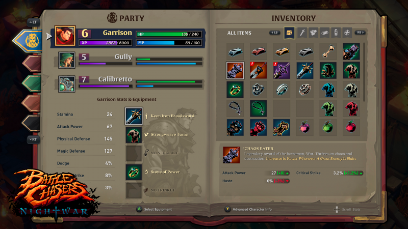 inventario battle chase